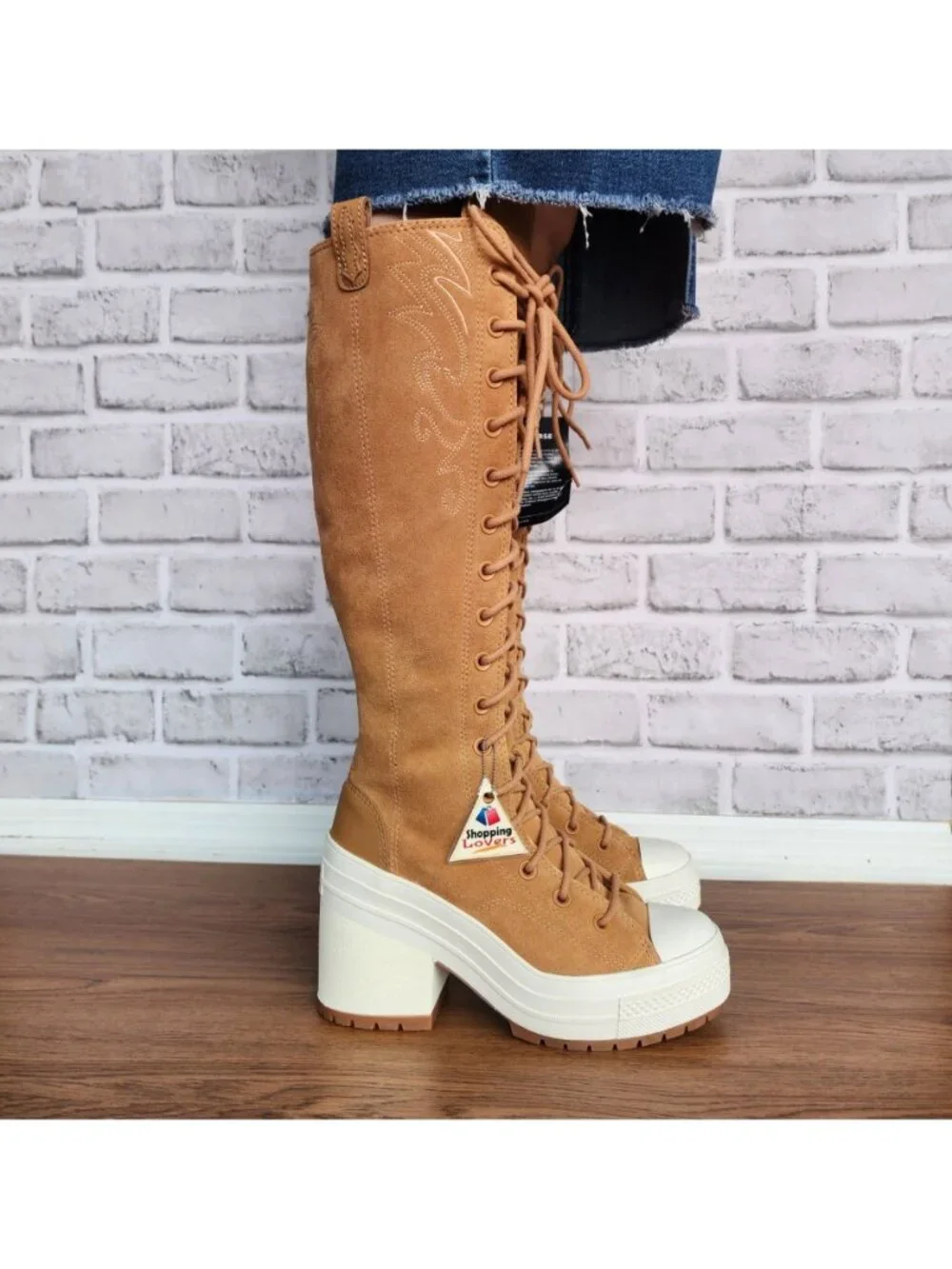 ⭐Converse Chuck 70 De Luxe Heel XX Hi Western Sz 7 Women Shoes Boots Tan A15660C
